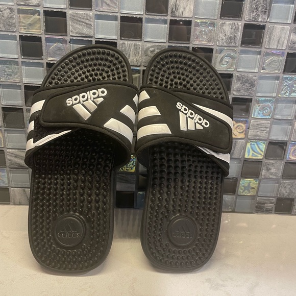 adidas Other - Adidas Black/White Slides - Boys Size 1 - Barely worn, Like New